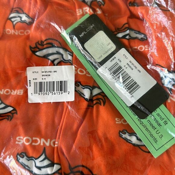 NFL Denver Broncos Allover Logo Flannel Pajama Pants Orange S (8) NWT IN PKG - Picture 3 of 4